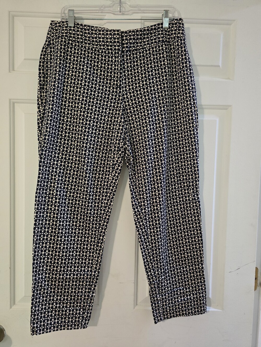 Women's Black and White Patterned Dress Pants
